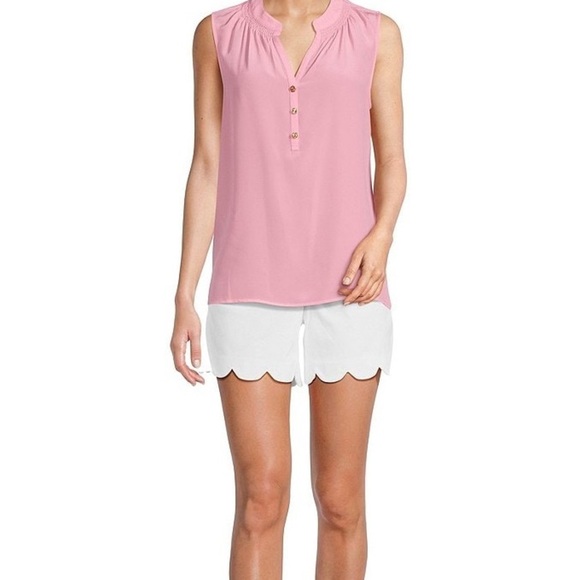 Lilly Pulitzer Buttercup Scallop Shorts Resort White Wave Jacquard Waffle Fabric - Picture 11 of 16